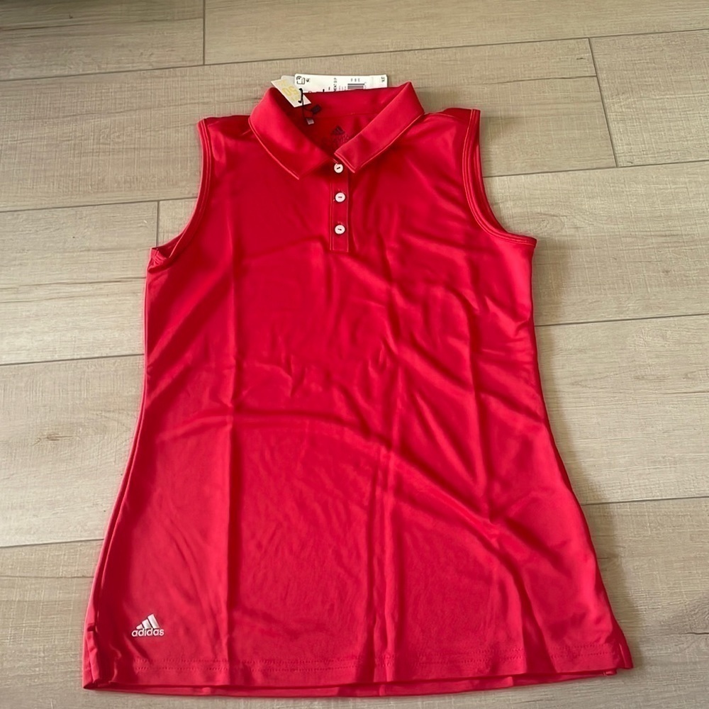 NWT Adidas girls red collared Golf Tank